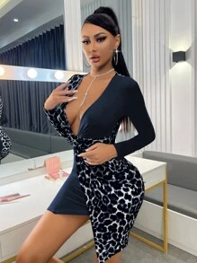 SHEIN SXY Đầm Bất đối xứng xoắn lại Tách cao Báo Gợi cảm - Nhiều màu - Xem 6