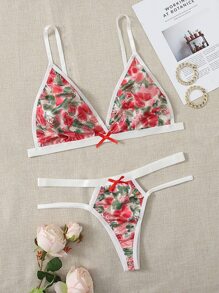 Set de lencería floral con abertura - Multicolor - Ver 1