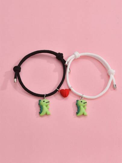 2pcs Girls Dinosaur Charm Bracelet