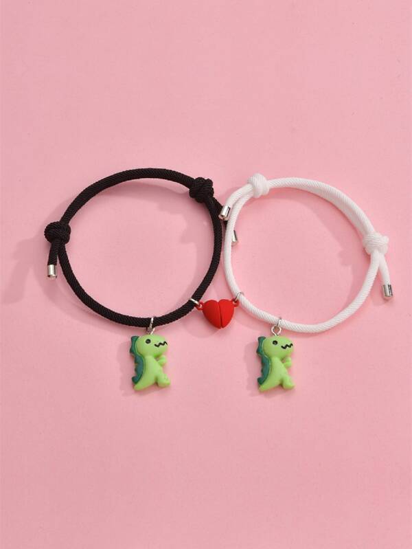 2pcs Girls Dinosaur Charm Bracelet