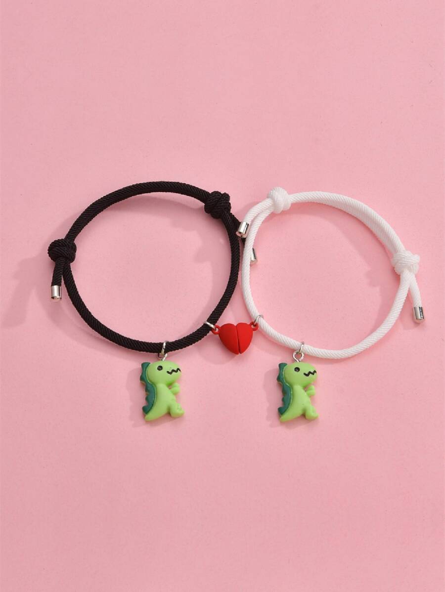 2pcs Dinosaur Charm Bracelet - Multicolor - View 1