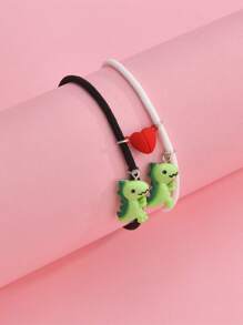 2pcs Dinosaur Charm Bracelet - Multicolor - View 2