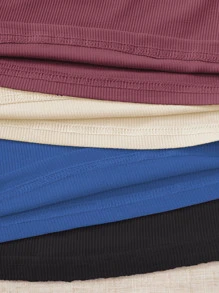 SHEIN Unity 4件素色短款背心 - 彩色 - 查看 4