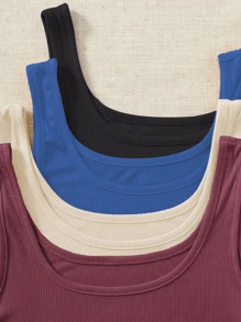 SHEIN Unity 4件素色短款背心 - 彩色 - 查看 5