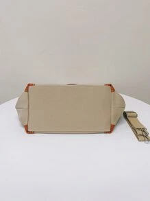 Bolso de lona con estampado de letras de moda y gran capacidad, que se puede usar como bolso de mano, bolso de hombro o bolso cruzado, adecuado para uso diario, ir y venir, universidad, trabajo, viajes de negocios, viajes y almacenamiento. Bolso grande, mejores ideas de inspiración otoñal, útiles escolares, bolso escolar, bolso de mano escolar, bolso escolar, mochila escolar, bolsos de vuelta al cole, ligero, portátil - Caqui - Ver 3