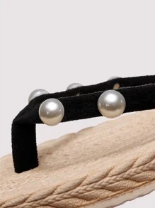 Dép Xỏ ngón Nữ Ngọc trai màu trơn Đúng mốt - màu đen - Xem 4