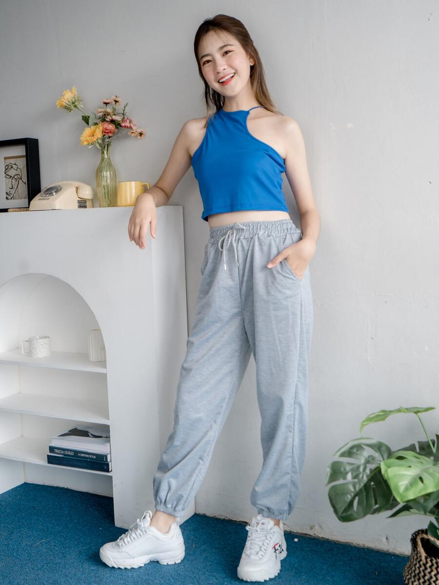 Heather Gray Drawstring Sweatpants - Light Grey - View 1