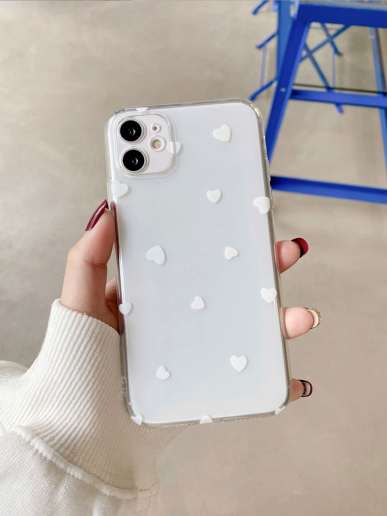 TPU Heart Shaped Shockproof Phone Case Compatible With IPhone 15 Pro Max/14 Plus/13 Pro Max/12/11/7G/7P/IX/XR/XS Max - White - View 1
