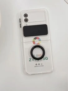 Clear Phone Case With Slide Cover & Ring Holder Compatible With Galaxy Z Flip3 - Black - View 2