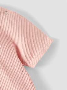 SHEIN Bebé tejido de canalé Top con Shorts - Verde - Ver 3