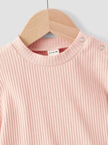 SHEIN Bebé tejido de canalé Top con Shorts - Verde - Ver 4