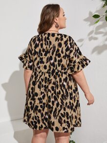 EMERY ROSE Plus Allover Print Flounce Sleeve Dress - Multicolor - View 2