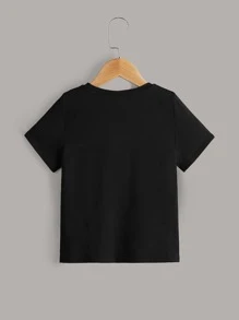 SHEIN Leap Crew Toddler Boys Colourblock Tee - Dark Grey - View 2