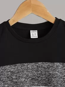 SHEIN Leap Crew Toddler Boys Colourblock Tee - Dark Grey - View 4