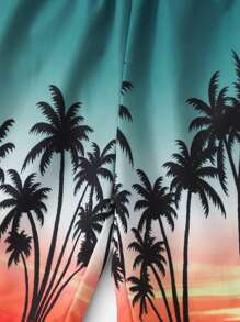 SHEIN Boys Tropical Print Tee & Elastic Waist Shorts - Multicolor - View 4