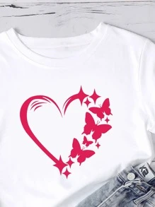 Áo thun nữ Tim Loại bướm Giải trí - trắng - Xem 4