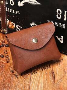 復古設計按扣零錢包 - 棕色 - 查看 2