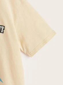 SHEIN Boys Letter & Car Print Tee - Khaki - View 4