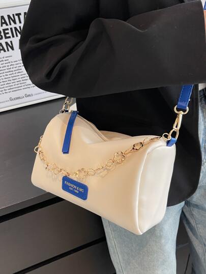 حقيبة دلو صدارة ملونة مع سلسلة معدنية للزينة ، مصن...