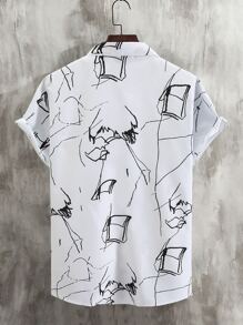 Manfinity Homme Áo Sơ Mi Nam In Họa Tiết Ngẫu Nhiên Không Có Áo Phông, Áo Sơ Mi Ngắn Tay Cho Bạn Trai Quà Tặng - trắng - Xem 2