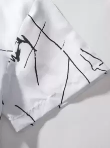 Manfinity Homme Áo Sơ Mi Nam In Họa Tiết Ngẫu Nhiên Không Có Áo Phông, Áo Sơ Mi Ngắn Tay Cho Bạn Trai Quà Tặng - trắng - Xem 3