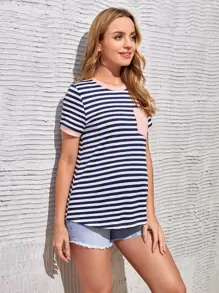 SHEIN Maternity Striped Pocket Front Tee