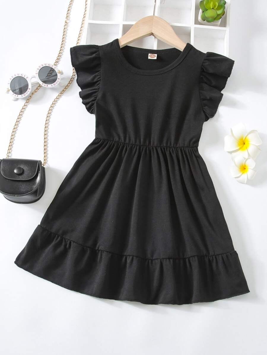 SHEIN Váy không tay màu trơn thường ngày cho cô gái trẻ, hoàn hảo cho các hoạt động ngoài trời mùa hè, thể thao, trang phục thường ngày, du lịch, kỳ nghỉ, tiệc tùng và trường học - màu đen - Xem 1