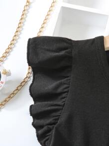 SHEIN Váy không tay màu trơn thường ngày cho cô gái trẻ, hoàn hảo cho các hoạt động ngoài trời mùa hè, thể thao, trang phục thường ngày, du lịch, kỳ nghỉ, tiệc tùng và trường học - màu đen - Xem 4