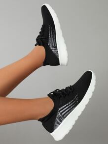 Cuccoo Lace-up Front Hollow Out Running Shoes - Black - View 6