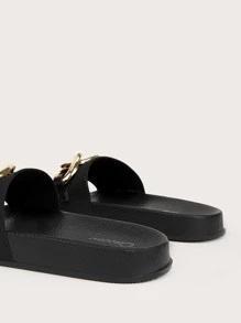 CUCCOO EASI Giày nữ dây xích trang trí giải trí màu đen đế bằng cho kỳ nghỉ hè Giày giảm giá mùa hè Giày trở lại trường Giày sinh viên cơ bản thanh lịch Giày công sở thường ngày Giày công sở sang trọng Halloween Giáng sinh - màu đen - Xem 4