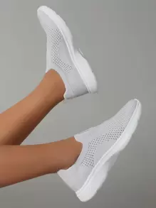 Cuccoo Minimalist Knit Detail Breathable Running Shoes Tainers - Purple - View 4