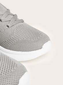 Cuccoo Lace-up Front Hollow Out Running Shoes - Grey - View 3