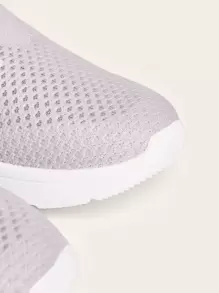 Cuccoo Minimalist Knit Detail Breathable Running Shoes Tainers - Purple - View 3