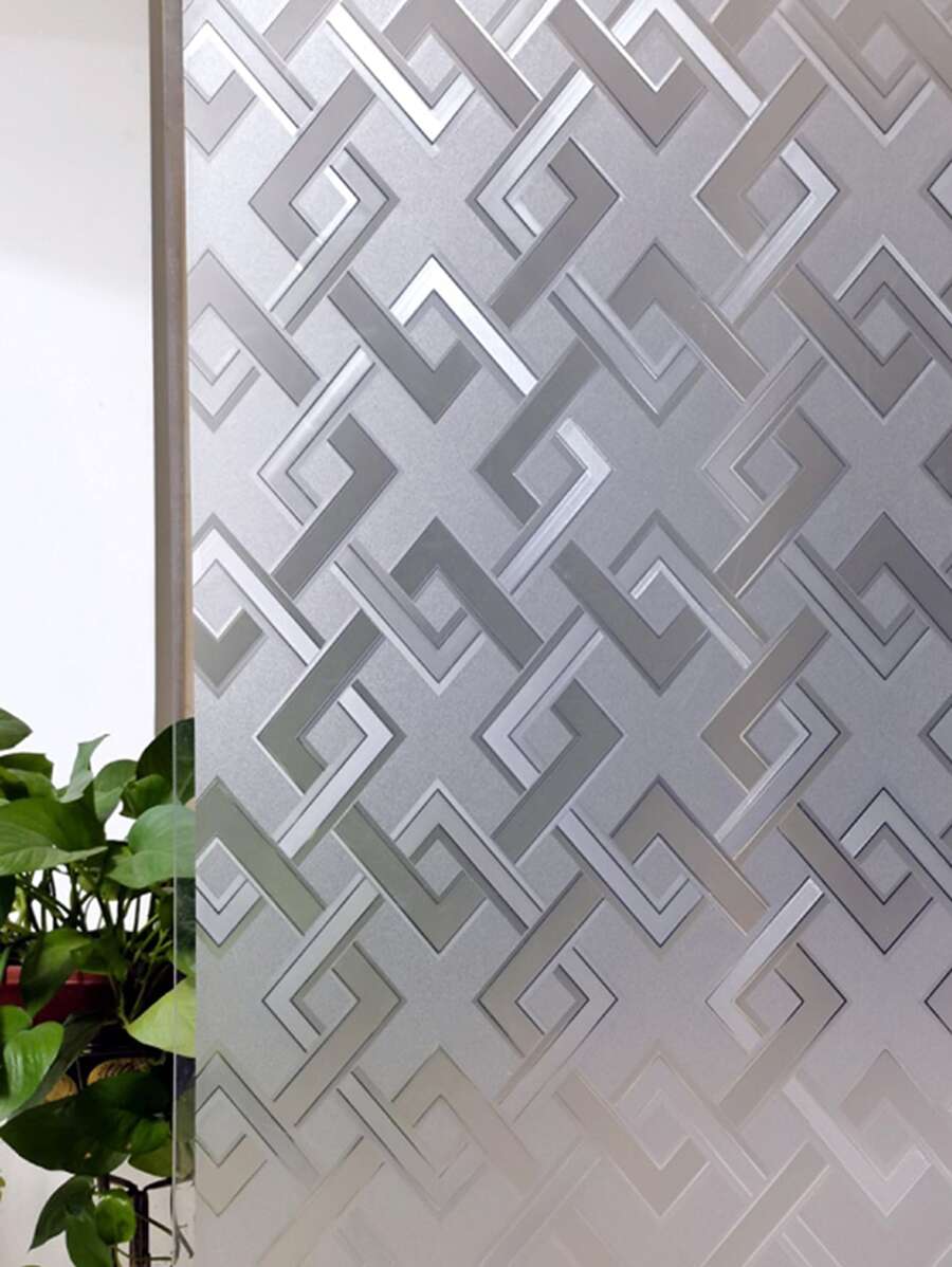 Geometric Print Window Privacy Sticker - Grey - View 1
