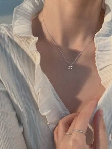 Cherry Pendant Necklace - Silver - View 2