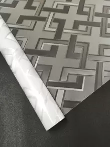 Geometric Print Window Privacy Sticker - Grey - View 2