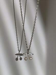 Cherry Pendant Necklace - Silver - View 4