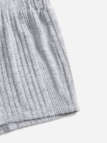 SHEIN Quần Short Gái Gân đan màu trơn Giải trí - Nhiều màu - Xem 3