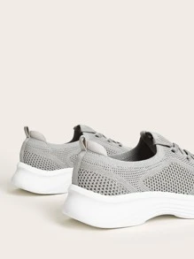 Cuccoo Lace-up Front Hollow Out Running Shoes - Grey - View 5