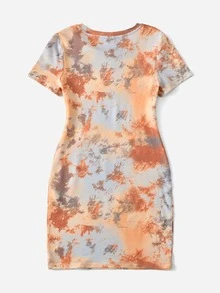 SHEIN Đầm Gái Lá thư Cà vạt nhuộm Ăn mặc đẹp - Nhiều màu - Xem 2