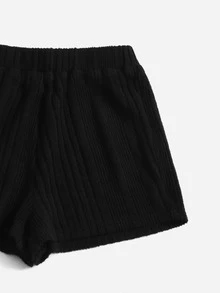 SHEIN Quần Short Gái Gân đan màu trơn Giải trí - Nhiều màu - Xem 4