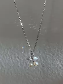 Cherry Pendant Necklace - Silver - View 5