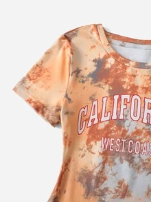 SHEIN Đầm Gái Lá thư Cà vạt nhuộm Ăn mặc đẹp - Nhiều màu - Xem 4