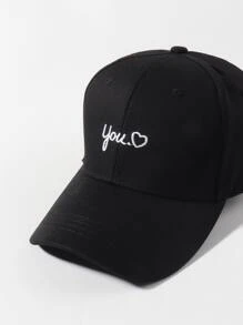2 piezas Gorra de béisbol pareja con corazón & con bordado de letra - Blanco y Negro - Ver 3