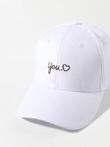 2 piezas Gorra de béisbol pareja con corazón & con bordado de letra - Blanco y Negro - Ver 4