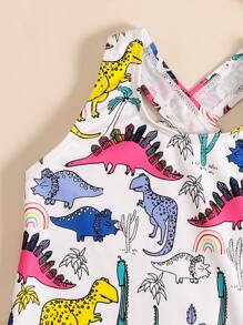 Toddler Girls Dinosaur Print One Piece Swimsuit - Multicolor - View 3