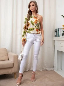 SHEIN Clasi Áo sơ mi nữ Xù Nhiệt đới Boho - Nhiều màu - Xem 5