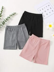 Toddler Girls 3pcs Rib-knit Cycling Shorts - Multicolor - View 1
