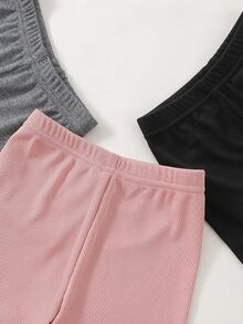 Toddler Girls 3pcs Rib-knit Cycling Shorts - Multicolor - View 6