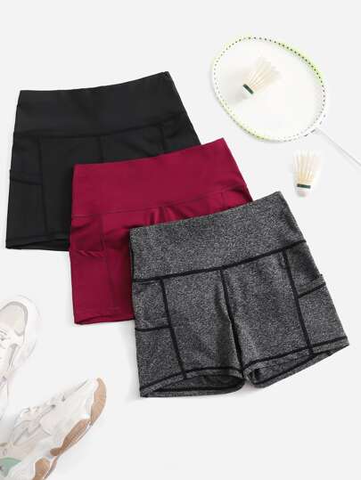 3 pièces Shorts de sport doux et respirants